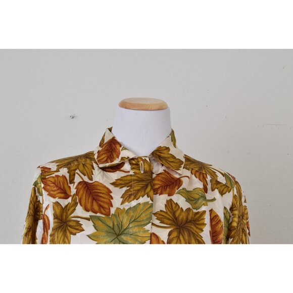Vintage 80s Fall Leaves Polyester Button up Blouse by‎ Notations Petite | size 8 - Picture 5 of 10
